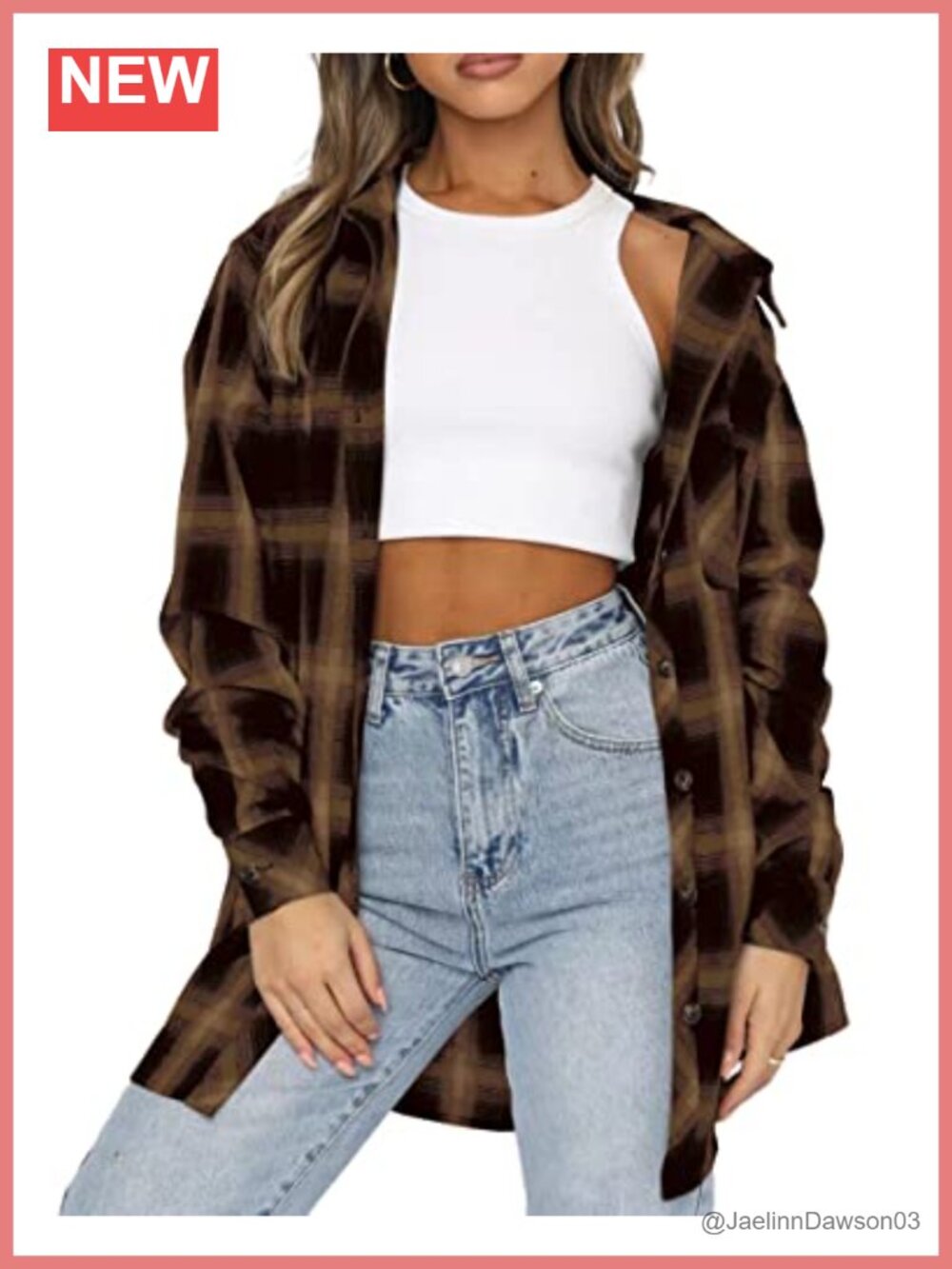 Buffalo Plaid Flannel Shirt Button Down Tunic Top RollUp Long Sleeve